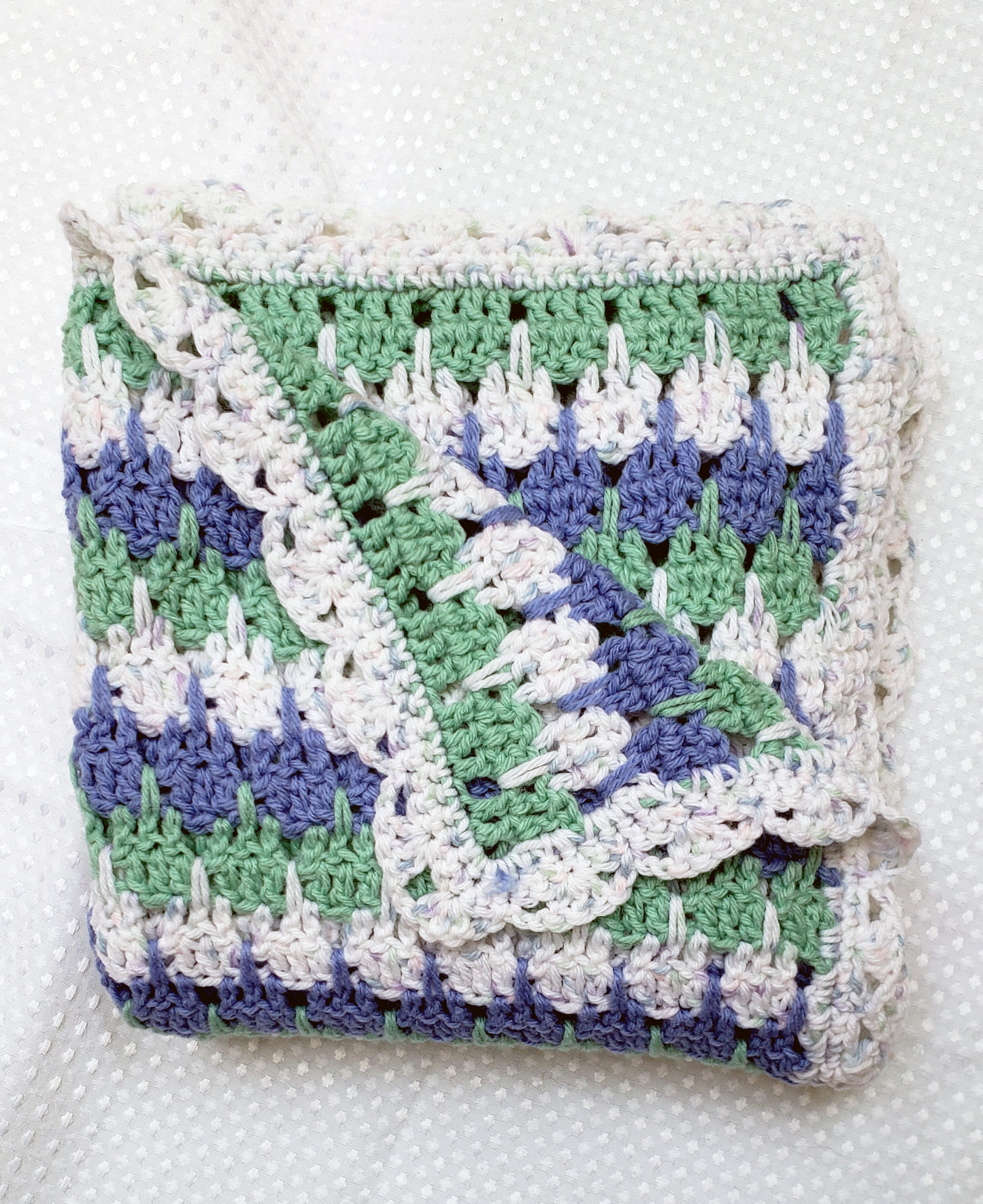 Blue, Green and White Baby Blanket